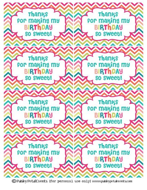 Thank You For Celebrating My Birthday Tags Printable Printable Word