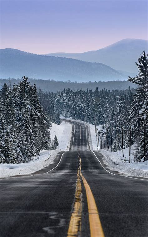 Blue Mountain Road Winter Scenery Beautiful Roads Landscape Photography