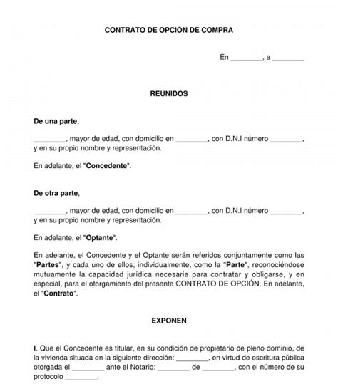Contrato De Alquiler Con Opcion A Compra Ante Notario Actualizado