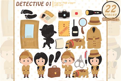 Cute Detective Clipart Investigation Illustration Par Clipartfables