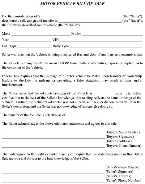 Free Iowa Motor Vehicle Bill Of Sale For Truck Or Car Pdf Printable Form