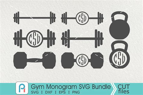 Gym Monogram Svg Gym Svg Gym Clipart Barbell Svg Cut Files Design Bundles