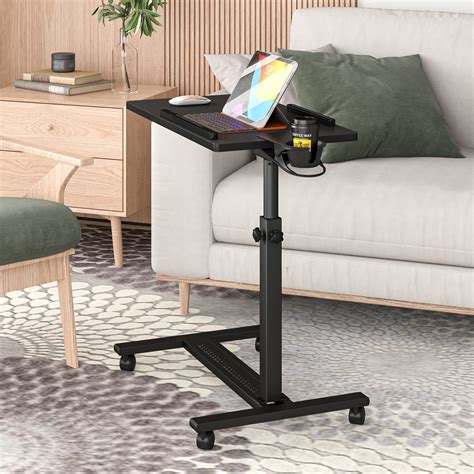 Buy Panta Height Adjustable Rolling Laptop Stand Overbed Table With 2