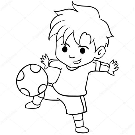 Boy Playing Football Drawing For Kids Football Player Coloring Pages