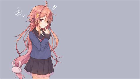 Wallpaper Illustration Redhead Simple Background Long Hair Anime Girls Looking At Viewer