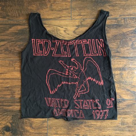 Hand Distressed One Of A Kind Led Zeppelin Cropped Rocker Band Tee Tank