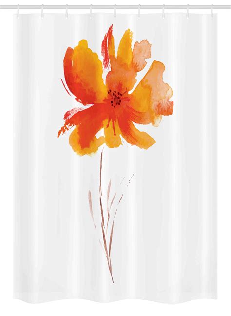 Watercolor Flower Stall Shower Curtain Single Poppy Flower On Plain