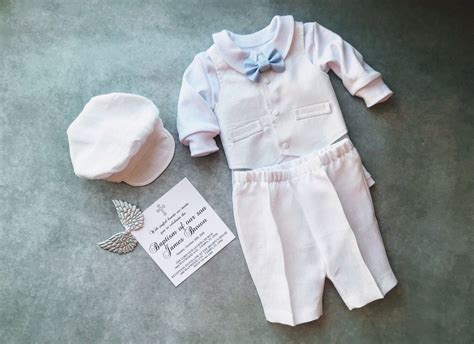 Baby Boy Baptism Outfit Linen Baby Boy Baptism Outfit Set Hat Etsy