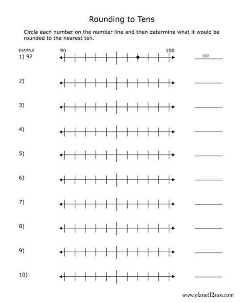 Rounding To 10 Blank Kids Worksheets Printables Number Line