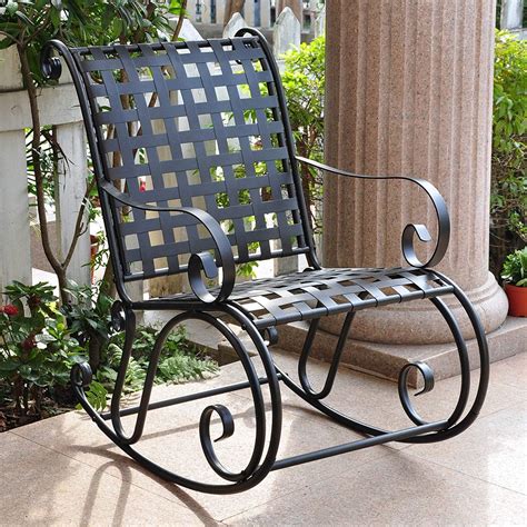 Black Wrought Iron Outdoor Chairs Wrought Iron Swivel Rocking Chair