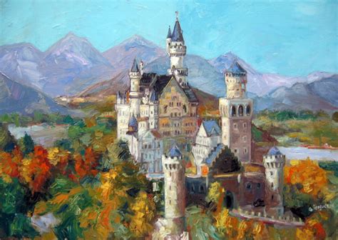 Castelul Neuschwanstein Castle Phot Painting By Gheorghe Iergucz