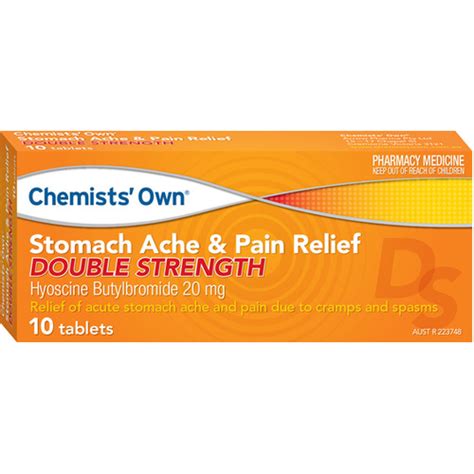Chemists Own Stomach Ache And Pain Relief Double Strength 10 Tablets