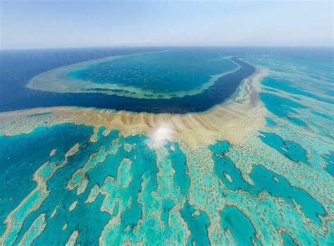 Aerial View Of The Great Barrier Reef Australia Stock Photo