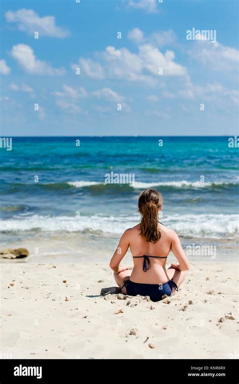 Women In Bikinis At The Seaside Woman In Bikini At Hi Res Stock