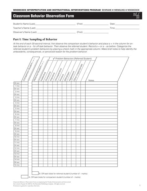 Printable Behavior Observation Form Free Printable Templates