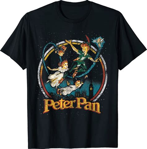 Disney Peter Pan Vintage Style Group Shot Logo T Shirt Uk