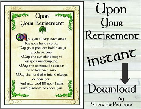 Upon Your Irish Retirement Instant Pdf Download From The Etsy