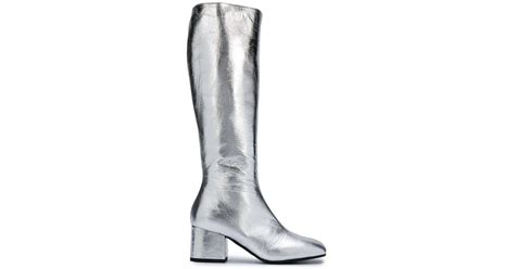 Marni Leather Knee High Boots In Silver Metallic Lyst
