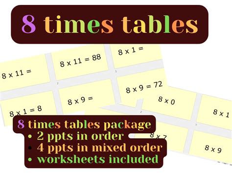 8 Times Tables Ppt And Worksheets Teaching Resources
