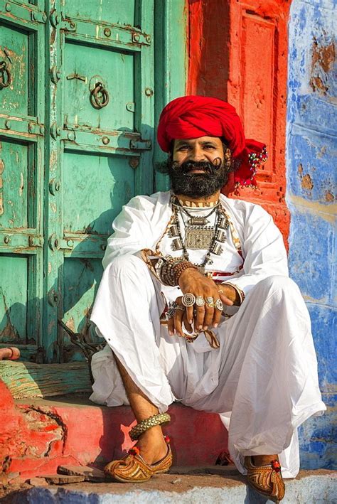 Rajasthani Man Dressed In Traditional Clothes Jodhphur Rajasthan