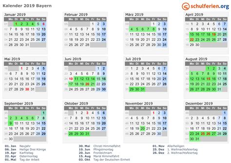 Januar februar märz april mai juni juli august september oktober november dezember. Kalender 2019/2020/2021 Bayern