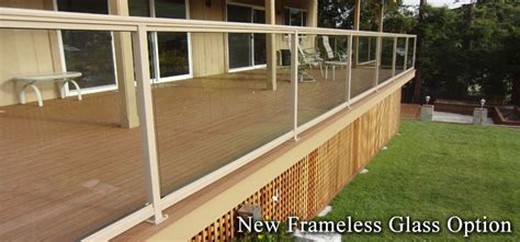 Installing a railing around your outdoor living space helps define the area and make it more attractive. Aluminum Glass Railings | Glass railing deck, Deck railings, Railing design