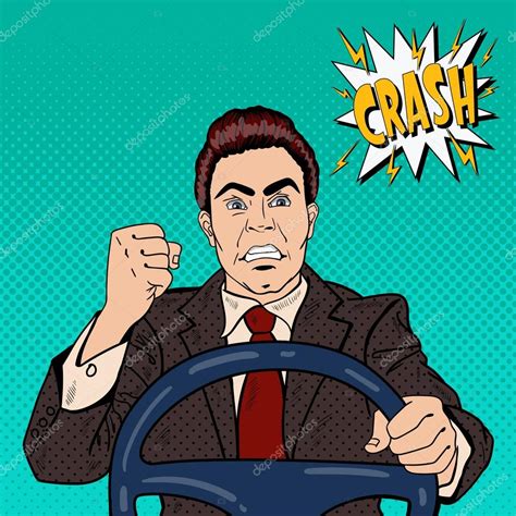 angry driver man showing his fist road rage pop art vector illustration stock vector image by