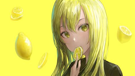 Wallpaper Girl Lemon Slice Anime Yellow Hd Widescreen High