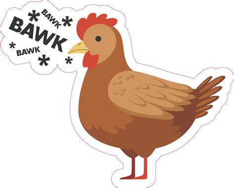 Stickertalk Bawk Chicken Vinyl Sticker 625 Inches X 5 Inches
