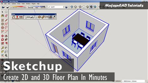 sketchup fast 2d and 3d floor plan with dibac plugin