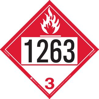 UN 1263 Hazard Class 3 Combustible Liquid Removable Self Stick