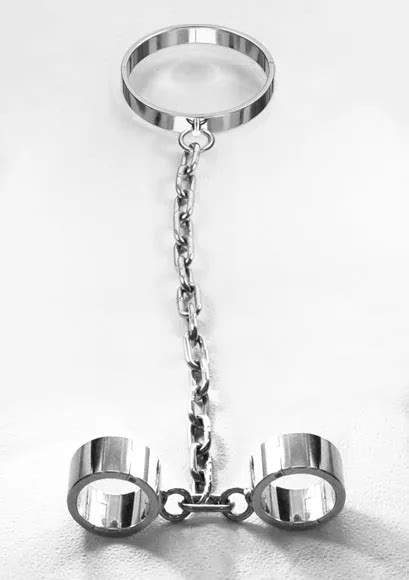 Stainless Steel Heavy Hand Cuffs Slave Collar Sex Bondag Restraints