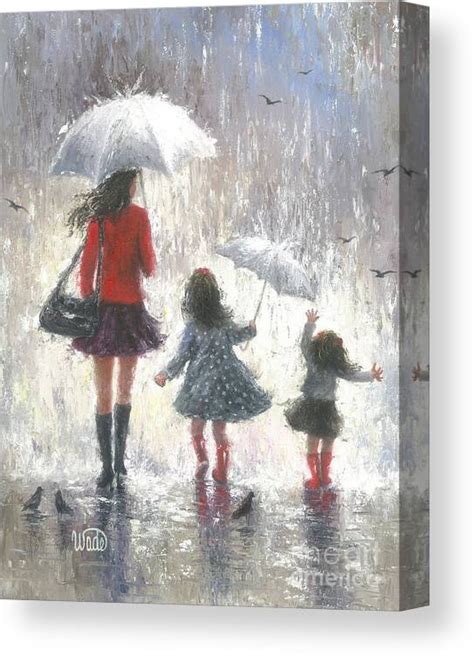 Rainy Day Walk With Mom Canvas Print Canvas Art By Vickie Wade