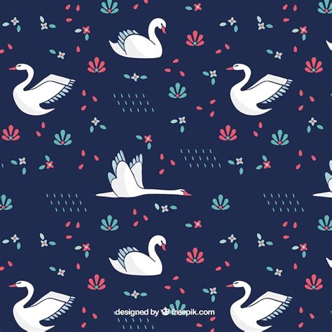 Lovely Swan Pattern Vector Premium Download
