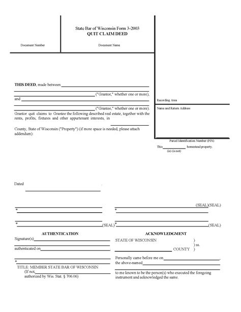 Wisconsin Quit Claim Deed Fillable Form Printable Forms Free Online