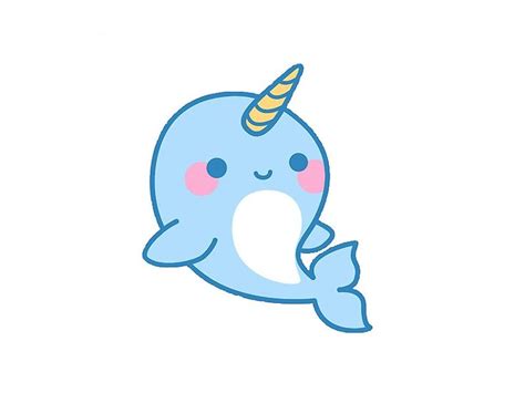 A Cartoon Narwhale With A Unicorn Horn On Its Head And Eyes