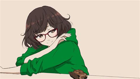 Anime Manga Anime Girls Simple Background Minimalism Meganekko Glasses