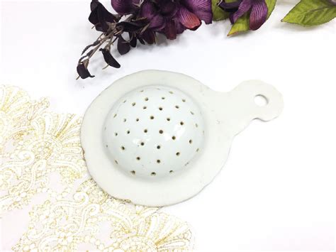 Nippon Inspired Handpainted Vintage Porcelain Tea Strainer For Tea Time