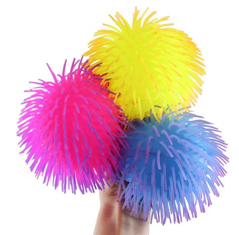 Set Of 3 6 Puffer Balls Sensory Fidget And Soft Hairy Stress Balls