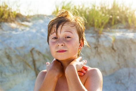 Happy Smiling Young Boy At The Beach Stock Image Image Of Island