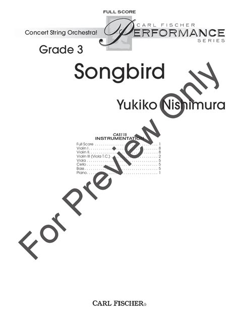 Songbird By Yukiko Nishimura Jw Pepper Sheet Music