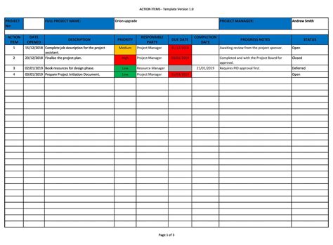 Great Action Item Templates Ms Word Excel Templatelab