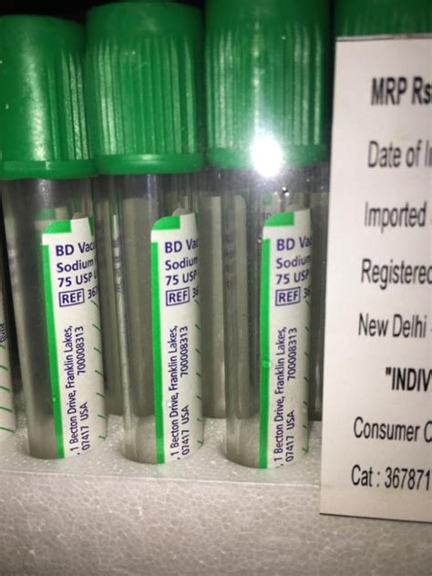 Bd Vacutainer Sodium Heparin Tubes For Clinical At Rs Piece In Delhi