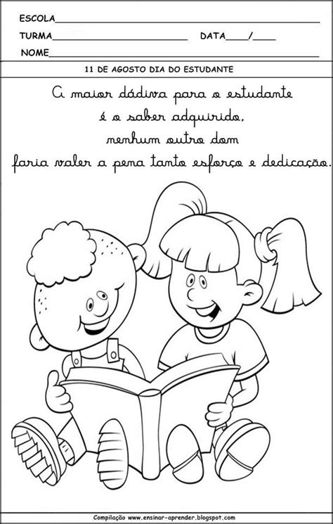 Mundinho da Criança - Alfabetização: Atividades Dia do Estudante