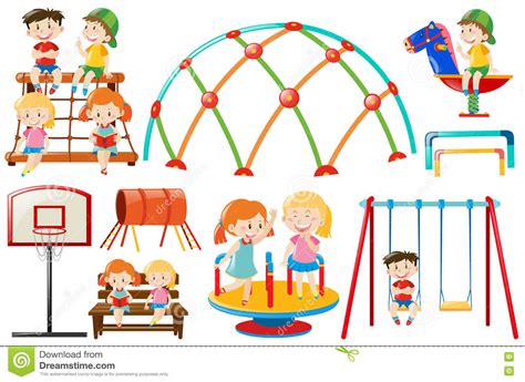 Different Play Stations In The Playground Stock Vector Illustration