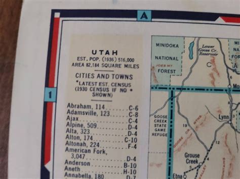 Utah Road Map Courtesy Of Standard Oil 1940 Edition Etsy