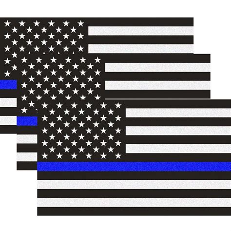 Reflective Us Flag Decal Packs With Thin Blue Line For Cars And Trucks 5