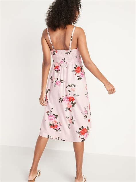 Floral Linen Blend Fit And Flare Midi Sundress For Women Old Navy