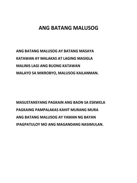 Ang Batang Malusog Pdf