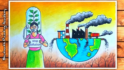 Save Environment Stop Pollution Drawing Easy Earth Day Special Poster